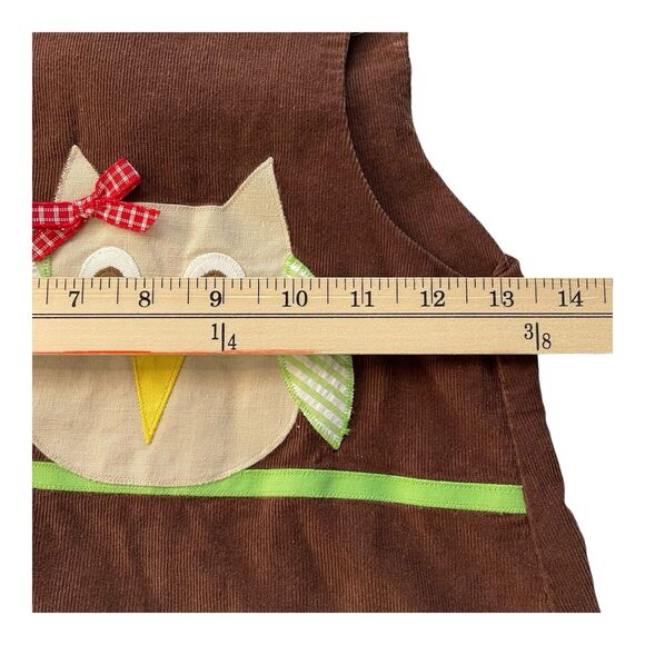 Funtasia! Too Toddler 4R Jumper Dress Owl Patchwork Corduroy Fall Ruffles - Picture 8 of 11